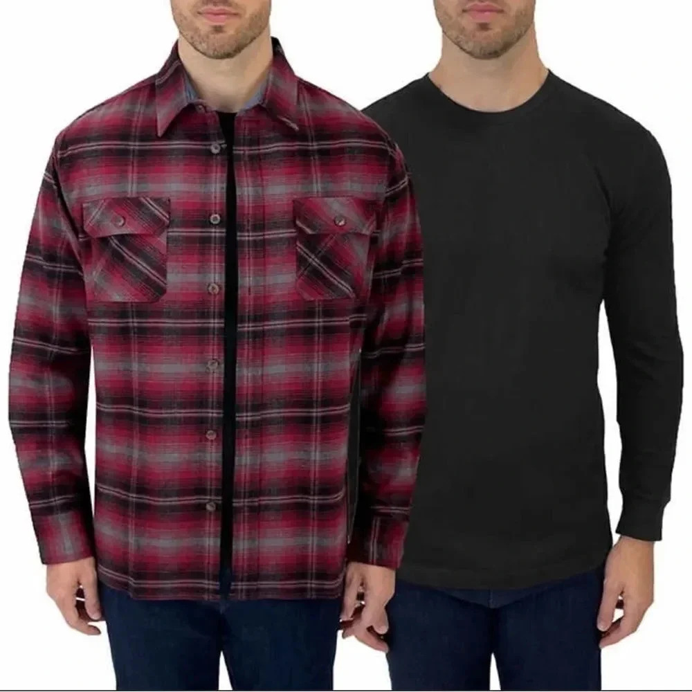 Jachs MFG Men's Lightweight Flannel And Thermal —2 Pack Red XXL